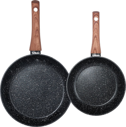 Vilde Vilde Pfannen-Set aus Aluminium Black&Wood mit Antihaftbeschichtung 2 Töpfe