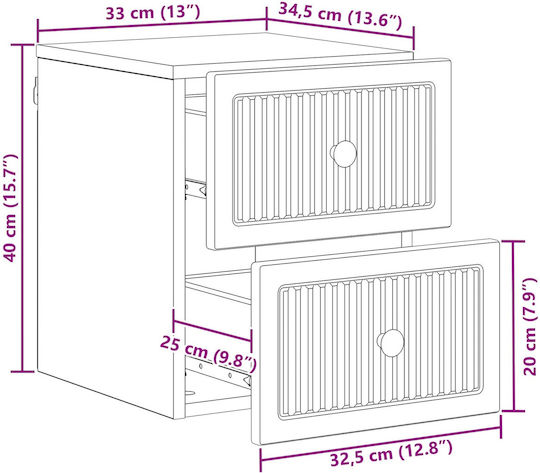 Нощни Шкафчета Дървени Кафяви 2 Бр 33x34.5x40см