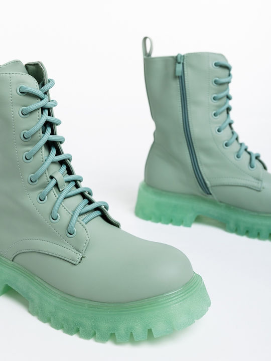 Women's Ankle Boots with Platform Green