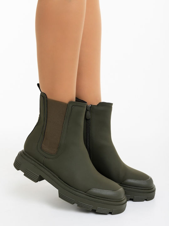 Women's Ankle Boots with Platform Green