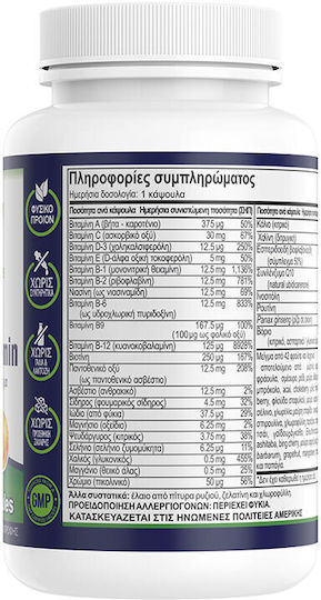 Natural Vitamins Complete Daily Multivitamin Πολυβιταμίνη για Ενέργεια, Ενίσχυση του Ανοσοποιητικού & τα Μαλλιά 60 κάψουλες