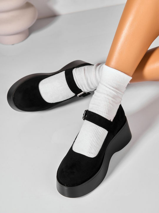 Wildleder Pumps mit Mittelhohem Absatz Schwarz