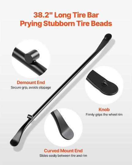 Vevor Tire Bars 2 Pieces Iron Base Tire Removal 970 Mm & Base Removal Spoon 765 Mm Changing Tools Solid Steel Alloy Heavy Duty Trucks Pickups Off Road Vehicles Buses Tractors Black