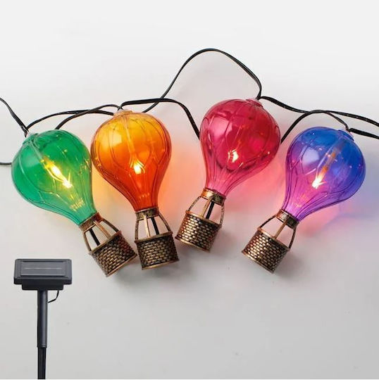 Solar Garland Led Multicolor Hot Air Balloons & Warm Lighting 3.8m