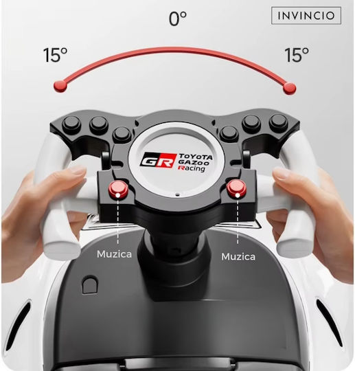 Invincio Ride On Car with Handle for 12+ Months with Sounds White