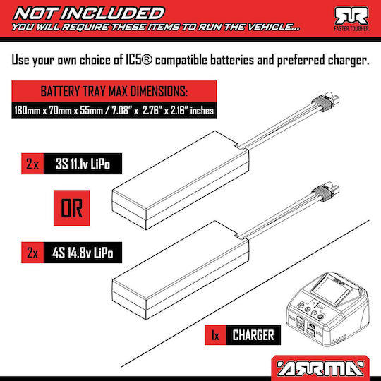 Arrma 4x4 Rtr Τηλεκατευθυνόμενο Αυτοκίνητο Κόκκινο
