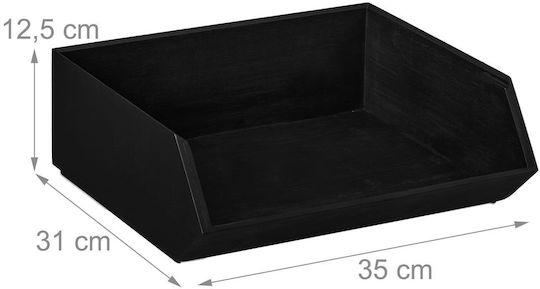 Relaxdays Cutie Organizatoare Stivuibilă Bambus 12.5x31x35 Cm Antracit 1 Compartiment
