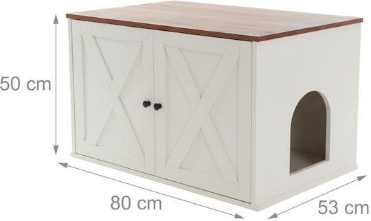 Relaxdays Τουαλέτα Γάτας Λευκή Μ50 x Π53cm