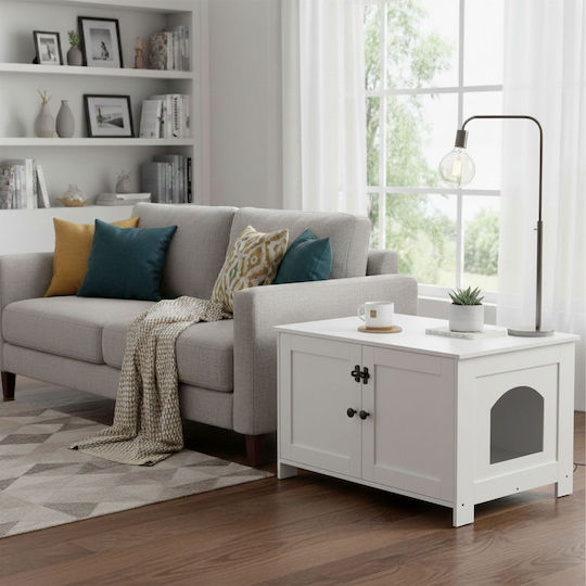 Relaxdays Toaletă Pisică Albă L46 x l78.5 x Î44.5cm