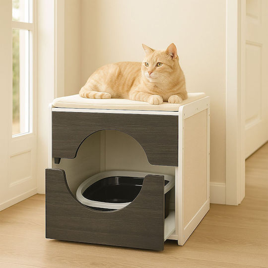 Relaxdays Cat Toilet White L57 x W60 x H50cm