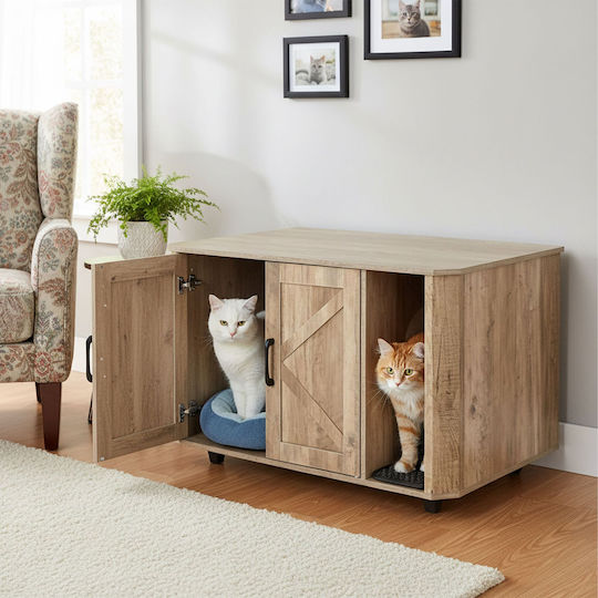 Relaxdays Cat Toilet Brown L50 x W49cm