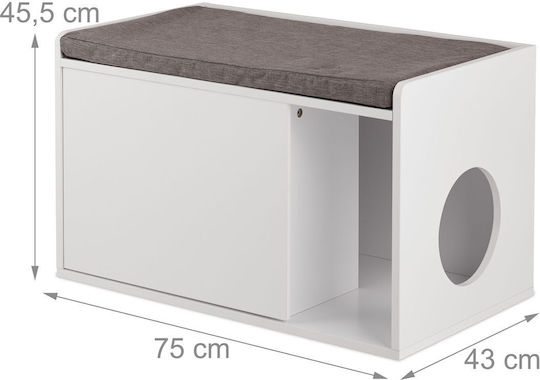 Relaxdays Toaletă Pentru Pisici Închisă Albă M45.5 x L75 x Î43cm