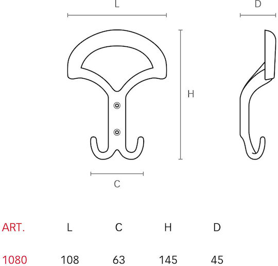 Mital Wandhalterung 3 Haken Bronze