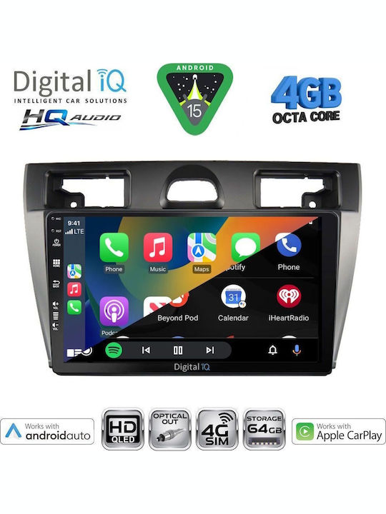 Digital IQ Car Audio System for Ford Fiesta 2005-2008 (Bluetooth/USB/WiFi/GPS/Apple CarPlay/Android Auto) with 9" Touch Screen