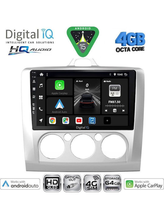 Digital IQ Car Audio System for Ford Focus 2005-2012 with A/C Bluetooth USB WiFi GPS Apple CarPlay Android Auto with 9" Touch Screen