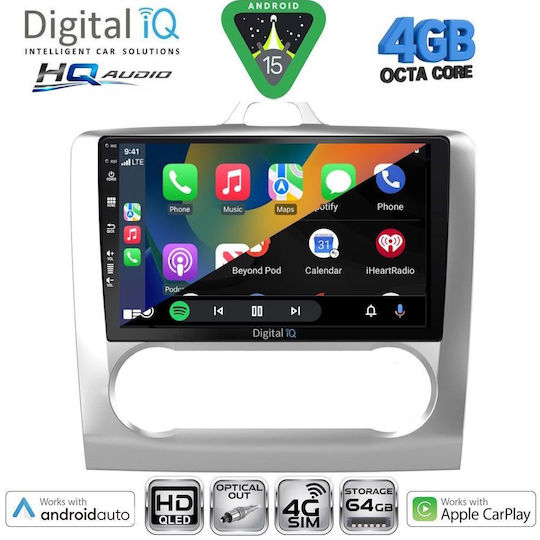 Digital IQ Ηχοσύστημα Αυτοκινήτου για Ford Focus 2005-2012 με A/C (Bluetooth/USB/WiFi/GPS/Apple-Carplay/Android-Auto) με Οθόνη Αφής 9"