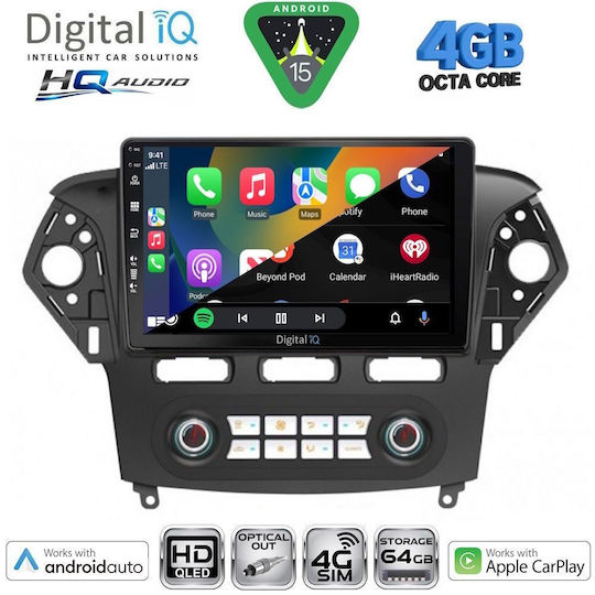Digital IQ Car Audio System for Ford Mondeo 2011-2013 with Clima (Bluetooth/USB/WiFi/GPS/Apple CarPlay/Android Auto) with 10" Touch Screen