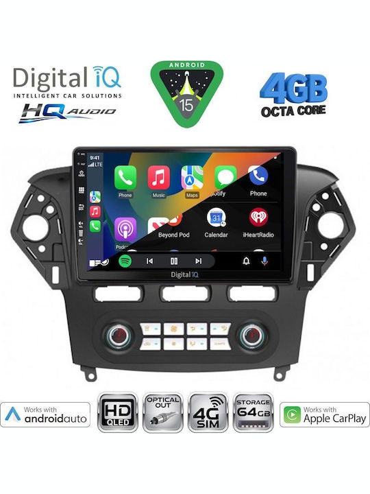 Digital IQ Car Audio System for Ford Mondeo 2011-2013 with A/C (Bluetooth/USB/WiFi/GPS/Apple CarPlay/Android Auto) with 10" Touch Screen