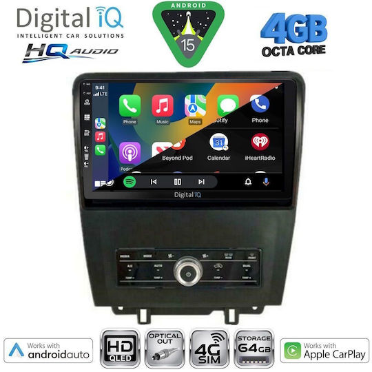 Digital IQ Ηχοσύστημα Αυτοκινήτου για Ford Mustang 2010-2015 (Bluetooth/USB/WiFi/GPS/Apple-Carplay/Android-Auto) με Οθόνη Αφής 9"