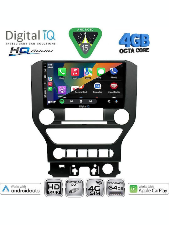 Digital IQ Car Audio System for Ford Mustang 2010-2015 Bluetooth USB WiFi GPS Apple CarPlay Android Auto with 9" Touch Screen