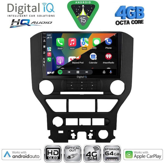 Digital IQ Ηχοσύστημα Αυτοκινήτου για Ford Mustang 2010-2015 (Bluetooth/USB/WiFi/GPS/Apple-Carplay/Android-Auto) με Οθόνη Αφής 9"