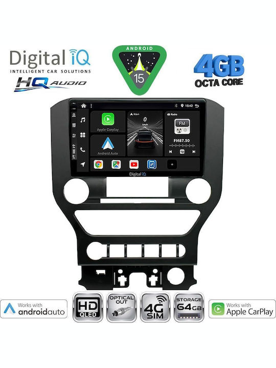 Digital IQ Car Audio System for Ford Mustang 2010-2015 Bluetooth USB WiFi GPS Apple CarPlay Android Auto with 9" Touch Screen