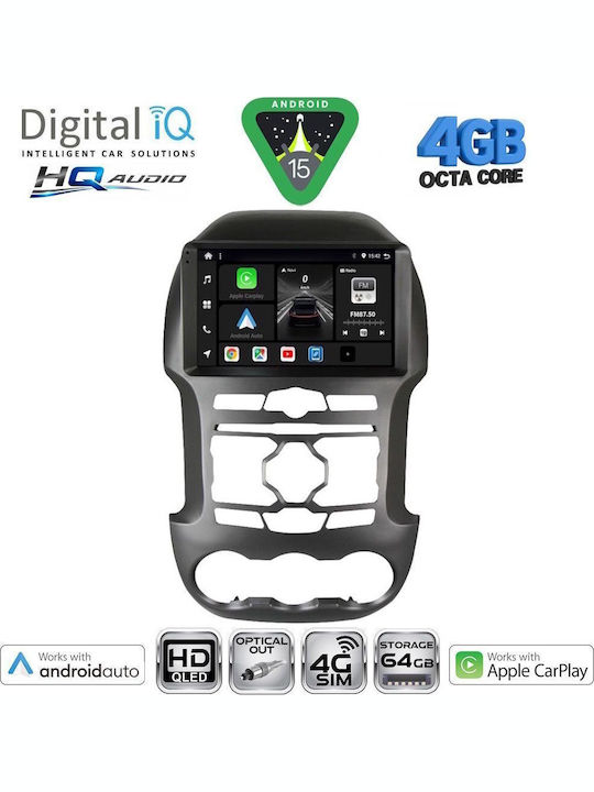 Digital IQ Car Audio System for Ford Ranger Mazda BT-50 2006-2011 Bluetooth USB WiFi GPS Apple CarPlay Android Auto with 9" Touch Screen