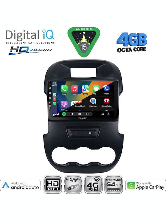 Digital IQ Car Audio System for Ford Ranger 2011-2015 Bluetooth USB WiFi GPS Apple CarPlay Android Auto with 9" Touch Screen