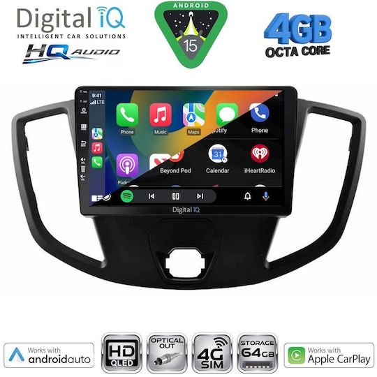 Digital IQ Ηχοσύστημα Αυτοκινήτου για Ford Transit 2014-2020 (Bluetooth/USB/WiFi/GPS/Apple-Carplay/Android-Auto) με Οθόνη Αφής 9"
