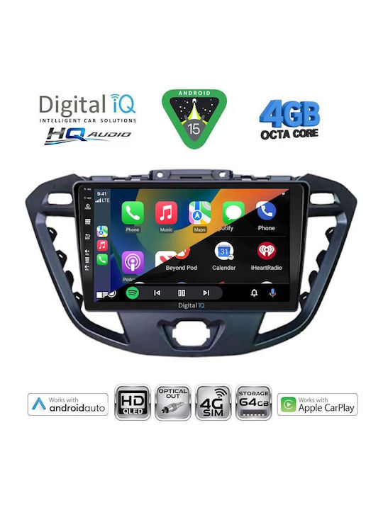 Digital IQ Car Audio System for Ford Transit Custom / Tourneo Custom 2013-2019 (Bluetooth/USB/WiFi/GPS/Apple CarPlay/Android Auto) with 9" Touch Screen