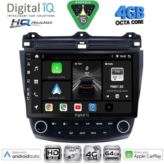 Digital IQ Car Audio System for Honda Accord 1998-2004 Bluetooth USB WiFi GPS Apple CarPlay Android Auto with 9" Touch Screen