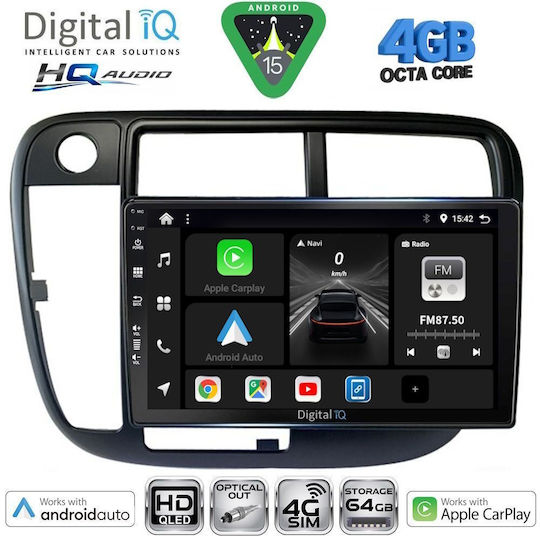 Digital IQ Car Audio System for Honda Accord 1998-2004 Bluetooth USB WiFi GPS Apple CarPlay Android Auto with 9" Touch Screen