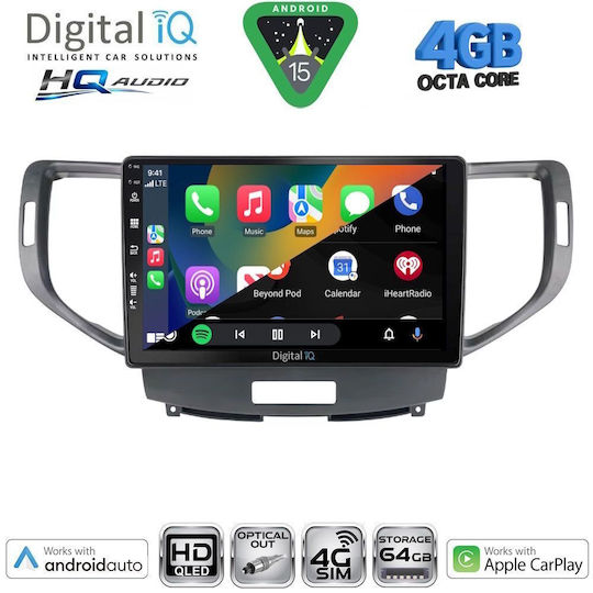 Digital IQ Car Audio System for Honda Accord 2008-2013 Bluetooth USB WiFi GPS Apple CarPlay Android Auto with 9" Touch Screen