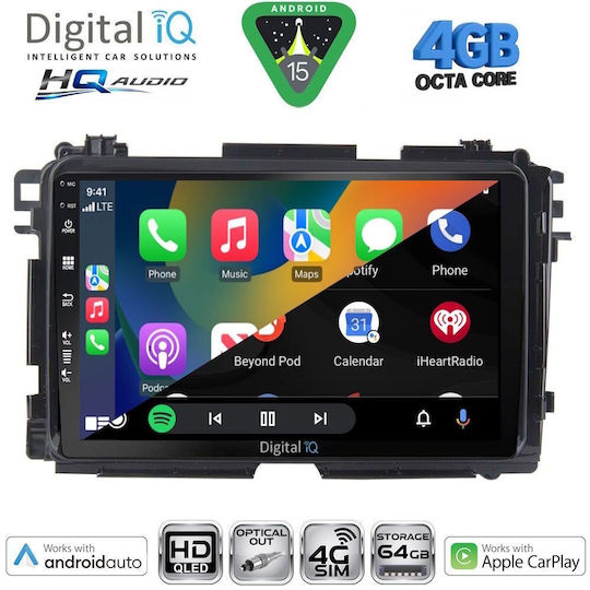 Digital IQ Ηχοσύστημα Αυτοκινήτου για Honda HR-V 2015-2021 (Bluetooth/USB/WiFi/GPS/Apple-Carplay/Android-Auto) με Οθόνη Αφής 9"