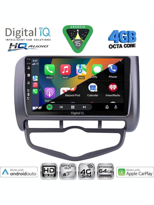 Digital IQ Car Audio System for Honda Jazz 2002-2008 with Clima (Bluetooth/USB/WiFi/GPS/Apple CarPlay/Android Auto) with 9" Touch Screen