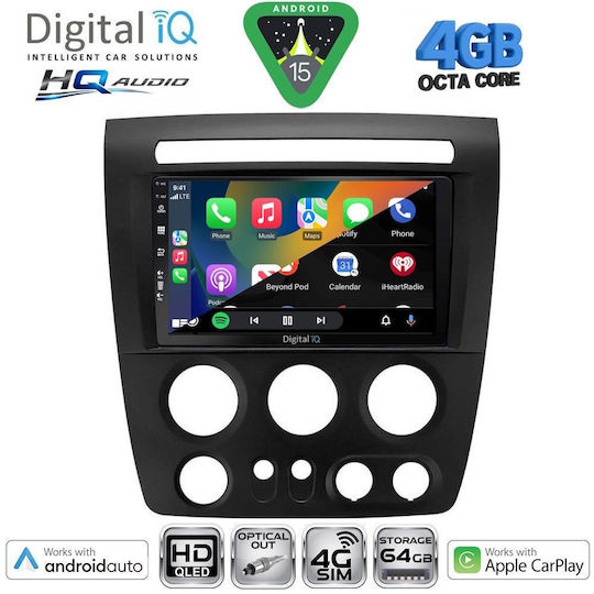 Digital IQ Car Audio System Hummer H3 2005-2009 Bluetooth USB WiFi GPS Apple CarPlay Android Auto with 9" Touch Screen