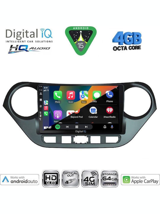 Digital IQ Car Audio System for Hyundai i10 2014-2020 Bluetooth USB WiFi GPS Apple CarPlay Android Auto with 9" Touch Screen