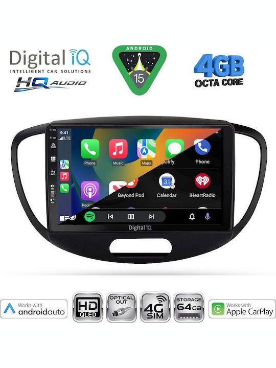 Digital IQ Car Audio System for Hyundai i10 2008-2013 (Bluetooth/USB/WiFi/GPS/Apple CarPlay/Android Auto) with 9" Touch Screen