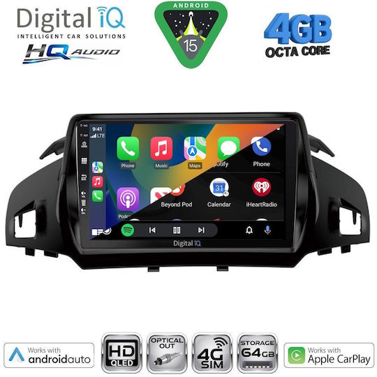 Digital IQ Car Audio System for Ford Kuga / C-Max 2013-2019 Bluetooth USB WiFi GPS Apple CarPlay Android Auto with 9" Touch Screen