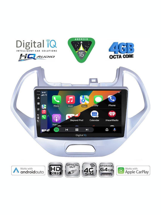 Digital IQ Car Audio System for Ford Ka 2017 (Bluetooth/USB/WiFi/GPS/Apple CarPlay/Android Auto) with 9" Touch Screen