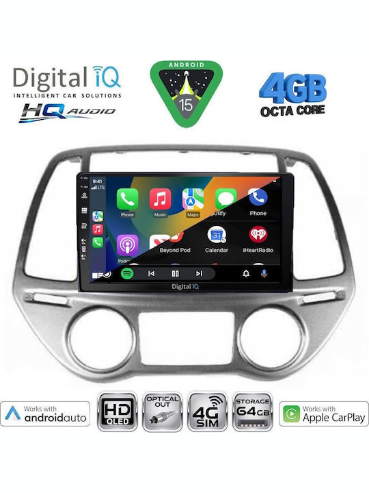 Digital IQ Car Audio System for Hyundai i20 2008-2012 with Clima (Bluetooth/USB/WiFi/GPS/Apple CarPlay/Android Auto) with 9" Touch Screen
