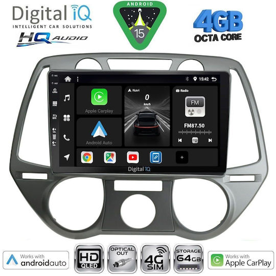 Digital IQ Car Audio System for Hyundai i20 2008-2014 (Bluetooth/USB/WiFi/GPS/Apple CarPlay/Android Auto) with 9" Touch Screen