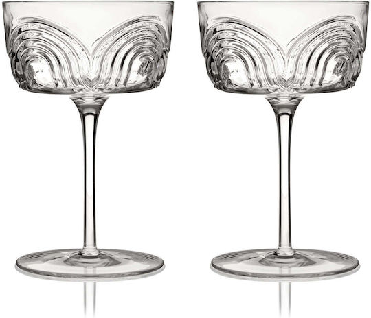Viski Beau Set of Crystal Champagne / Cocktail Tall Glasses 220ml 2 Pieces