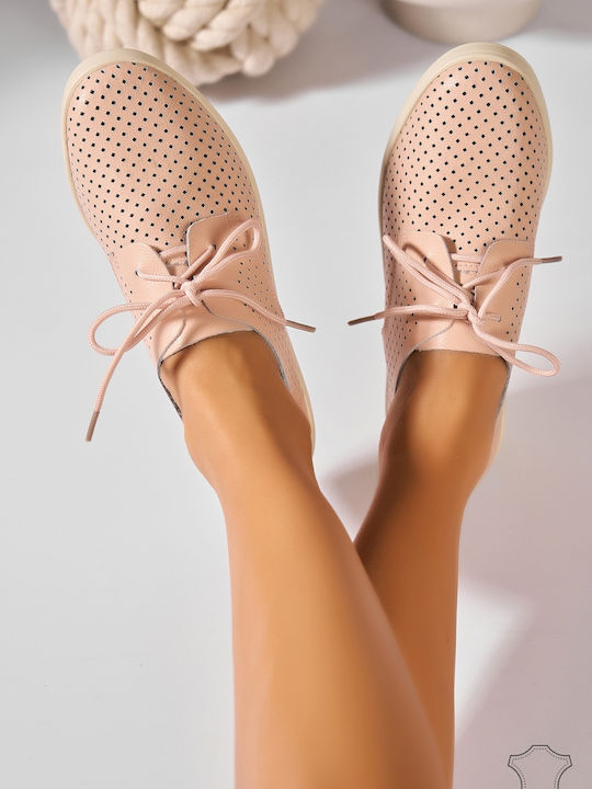 Δερμάτινα Γυναικεία Oxfords σε Ροζ Χρώμα