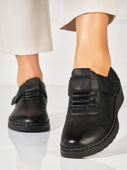 Leder Damen Oxfords in Schwarz Farbe