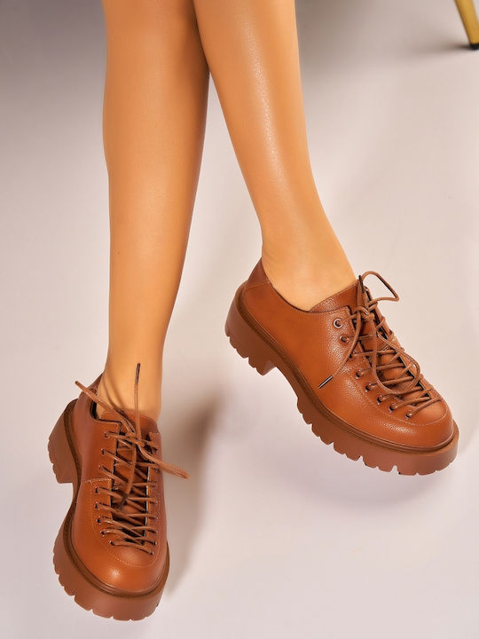 Oxfords Pentru Femei Din Piele În Culoare Maro