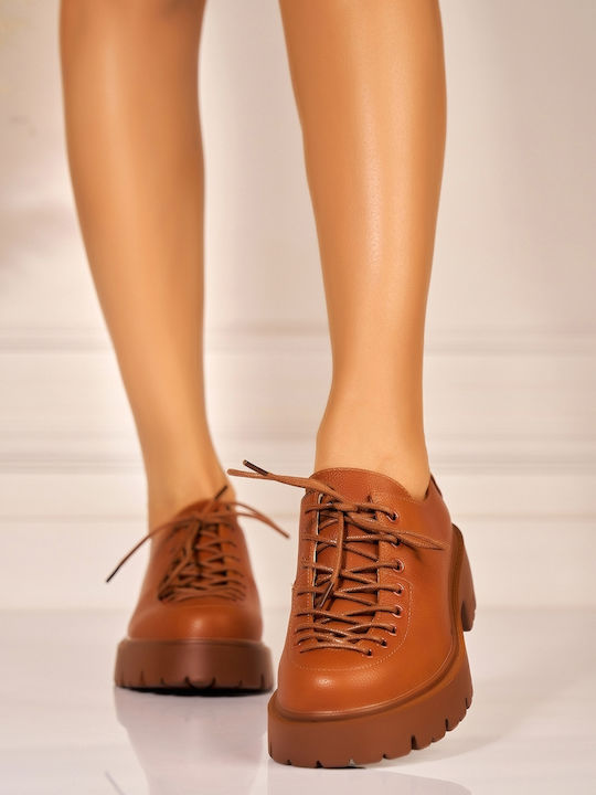 Oxfords Pentru Femei Din Piele În Culoare Maro