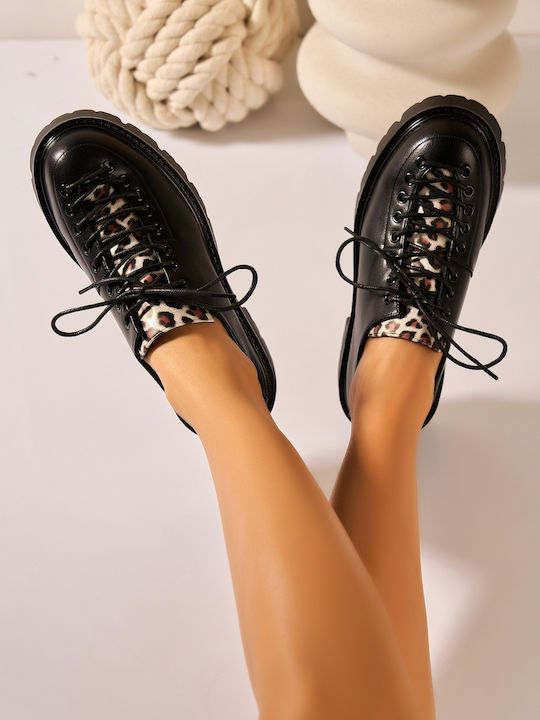 Leder Damen Oxfords in Schwarz Farbe