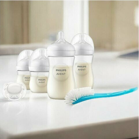 Philips Set Biberoane din Plastic Natural Anti-colici cu Tetină din Silicon pentru 0+ luni Alb 125ml 4 bucăți