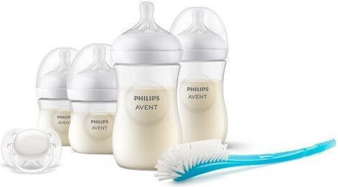 Philips Set Biberoane din Plastic Natural Anti-colici cu Tetină din Silicon pentru 0+ luni Alb 125ml 4 bucăți